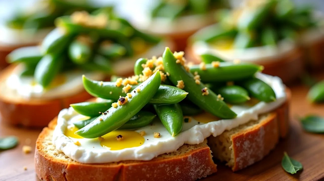 Pane casereccio ricotta fresca fave novelle"